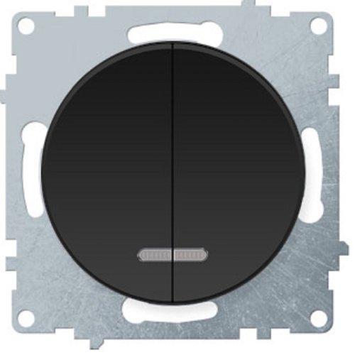 Выключатель с подсветкой без рамки OneKeyElectro Florence 2-кл. черный картинка